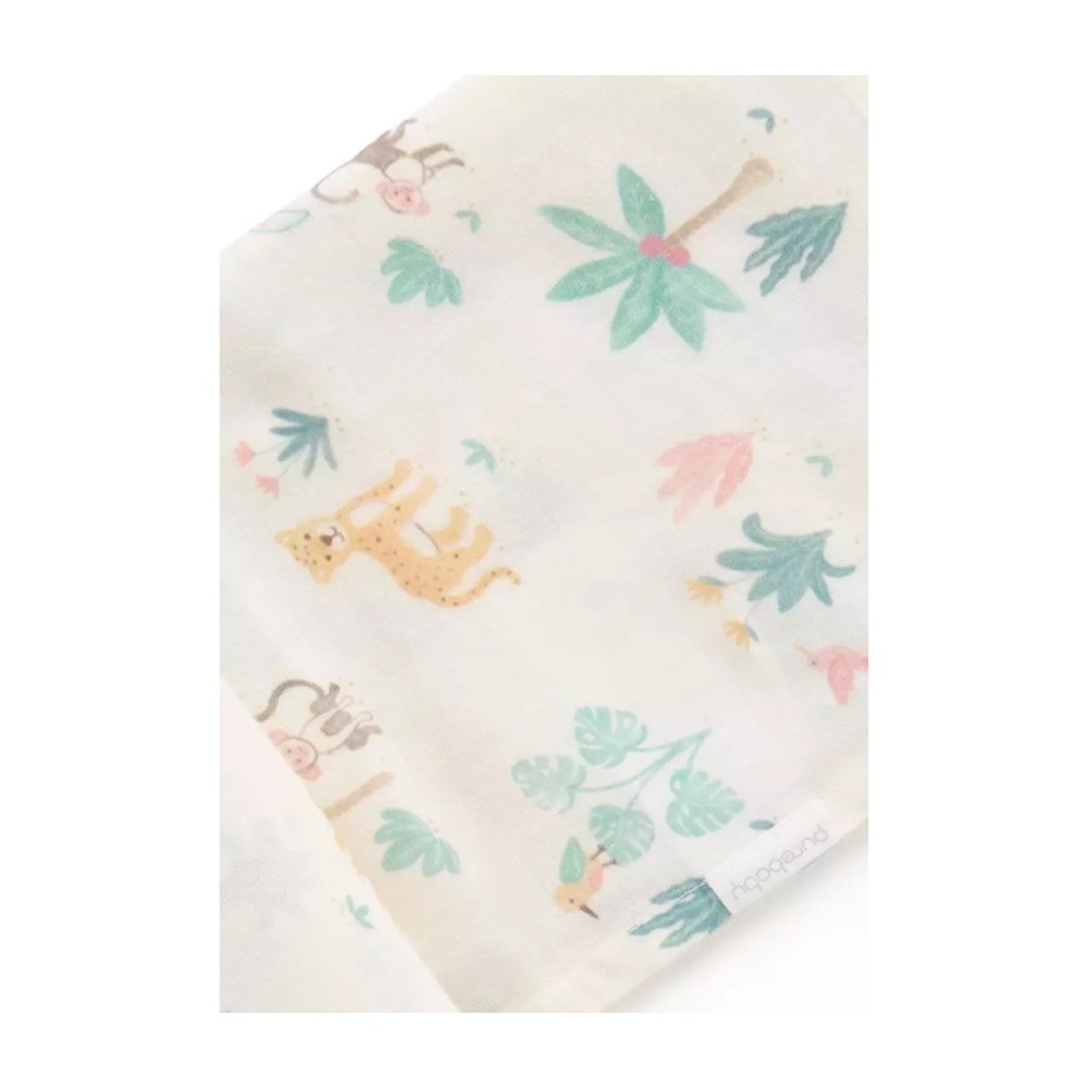 PURE BABY Printed Muslin Swaddle in White Jungle Animal